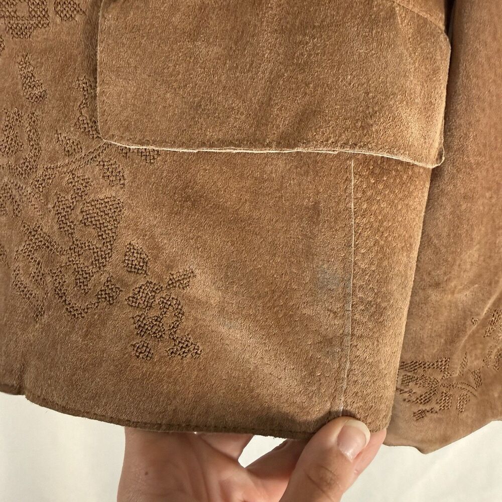 Coldwater Creek Leather Jacket Women's Medium Brown 3 Button Front Pockets - Picture 5 of 11